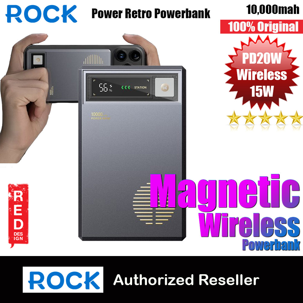Picture of Rock CCC 3C Certified Power Bank Retro PD20W 15W Magnetic Wireless Charging Fast Charge 10000mAh Travel Portable Small Palm Size Compact Mini Slim Thin Power Bank powerbank (Grey) Red Design- Red Design Cases, Red Design Covers, iPad Cases and a wide selection of Red Design Accessories in Malaysia, Sabah, Sarawak and Singapore 