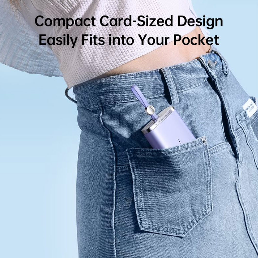 Picture of Rock CCC 3C Certified Power Bank Mini Compact Pocket Size Small Thin Portable Easy Travel Fast Charge CCC Powerbank Power Bank with Cable (Black)