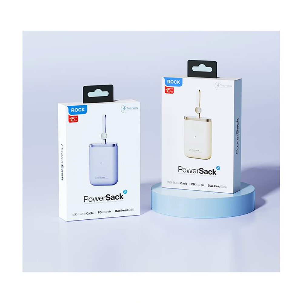 Picture of Rock CCC 3C Certified Power Bank Mini Compact Pocket Size Small Thin Portable Easy Travel Fast Charge CCC Powerbank Power Bank with Cable (Black)