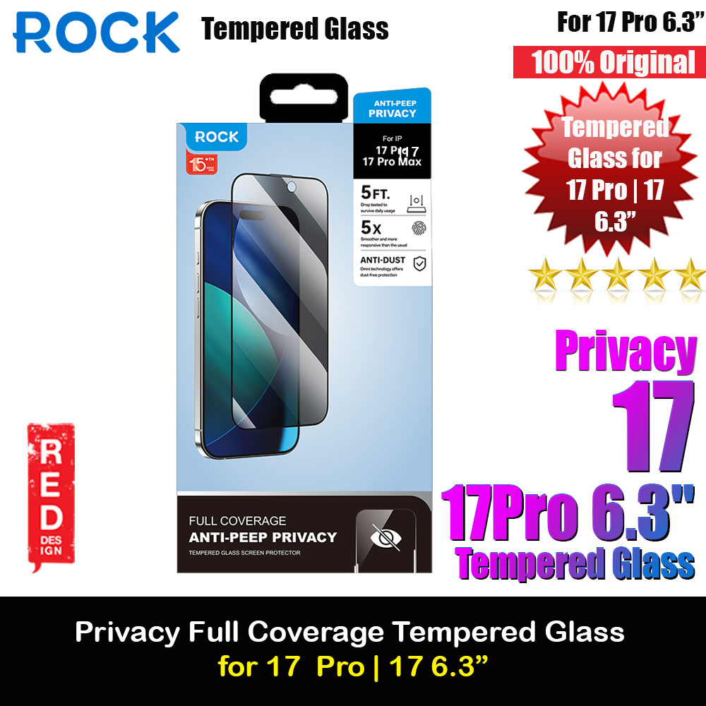 Picture of Rock Anti Peep HD Full Coverage Tempered Glass for iPhone 17 Pro | 17 6.3 (Privacy) Apple iPhone 17 6.3- Apple iPhone 17 6.3 Cases, Apple iPhone 17 6.3 Covers, iPad Cases and a wide selection of Apple iPhone 17 6.3 Accessories in Malaysia, Sabah, Sarawak and Singapore 