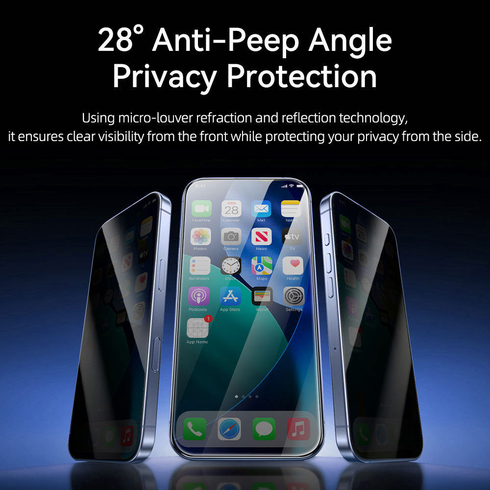 Picture of Apple iPhone 17 6.3 | Rock Anti Peep HD Full Coverage Tempered Glass for iPhone 17 Pro | 17 6.3 (Privacy)