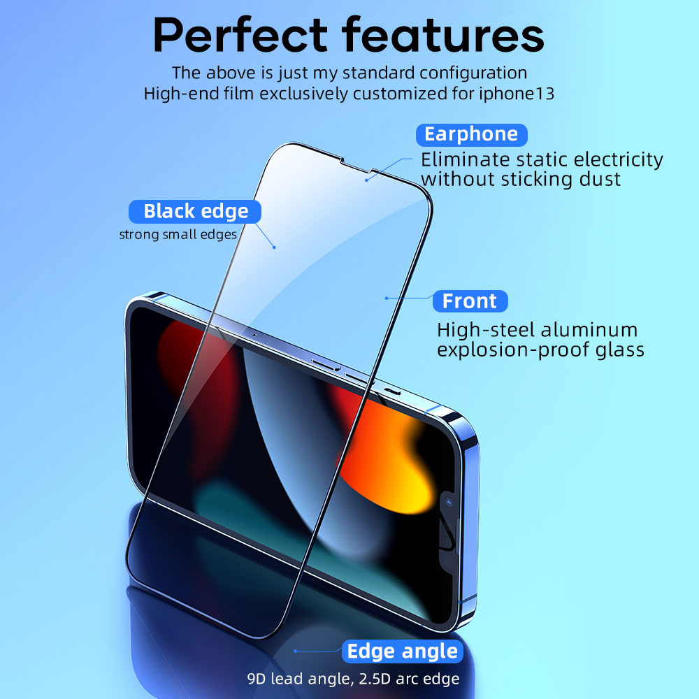 Picture of Apple iPhone 13 Pro Max 6.7  | Rock Space HD Full Coverage Anti Static Tempered Glass for iPhone 13 Pro Max 6.7 (Anti Static Clear)