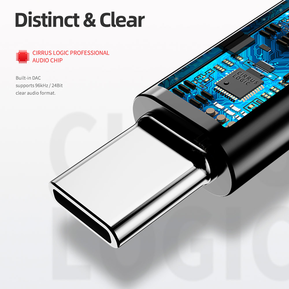 Picture of Rock Space C1 Type C Quality DAC Stereo Earphone Wired Type C Earphone (Black)