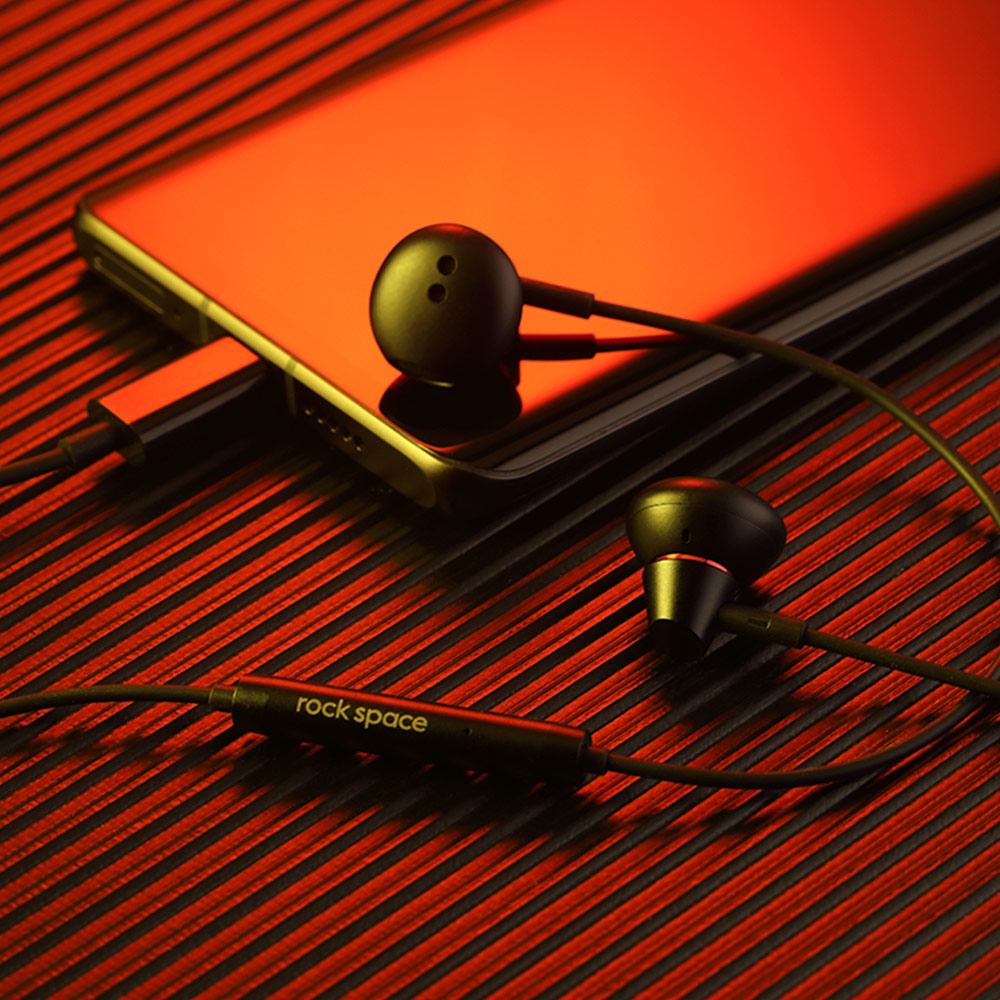 Picture of Rock Space C1 Type C Quality DAC Stereo Earphone Wired Type C Earphone (Black)