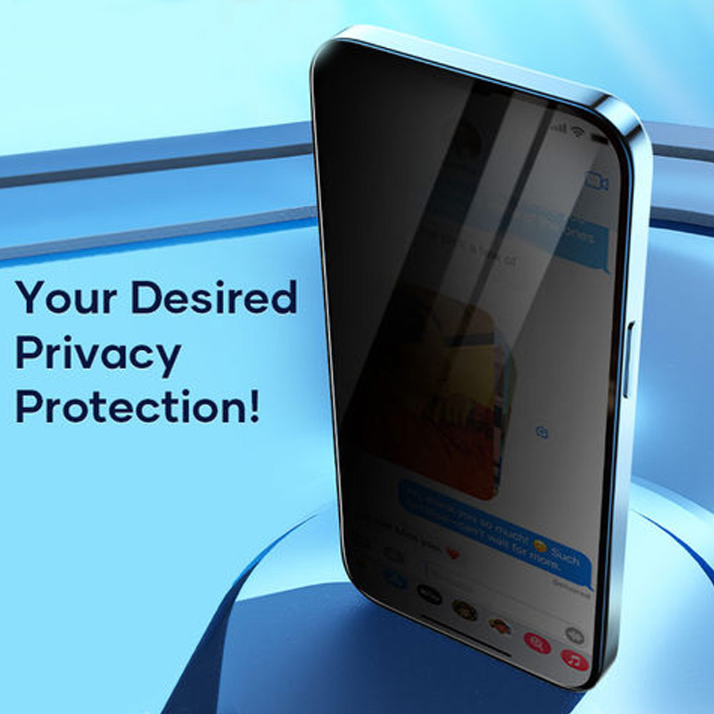 Picture of Apple iPhone 14 6.1  | Rock Space HD Full Coverage Tempered Glass with Dust Filter with Easy Installation Helper Tools for iPhone 14 13 Pro 6.1 (Privacy Anti View Peep)