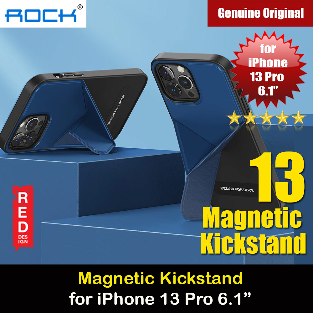 Picture of Apple iPhone 13 Pro 6.1 Case | Rock Magnetic Kickstand Horizontal Vertical Stand Drop Protection Case for iPhone 13 Pro 6.1 (Blue)