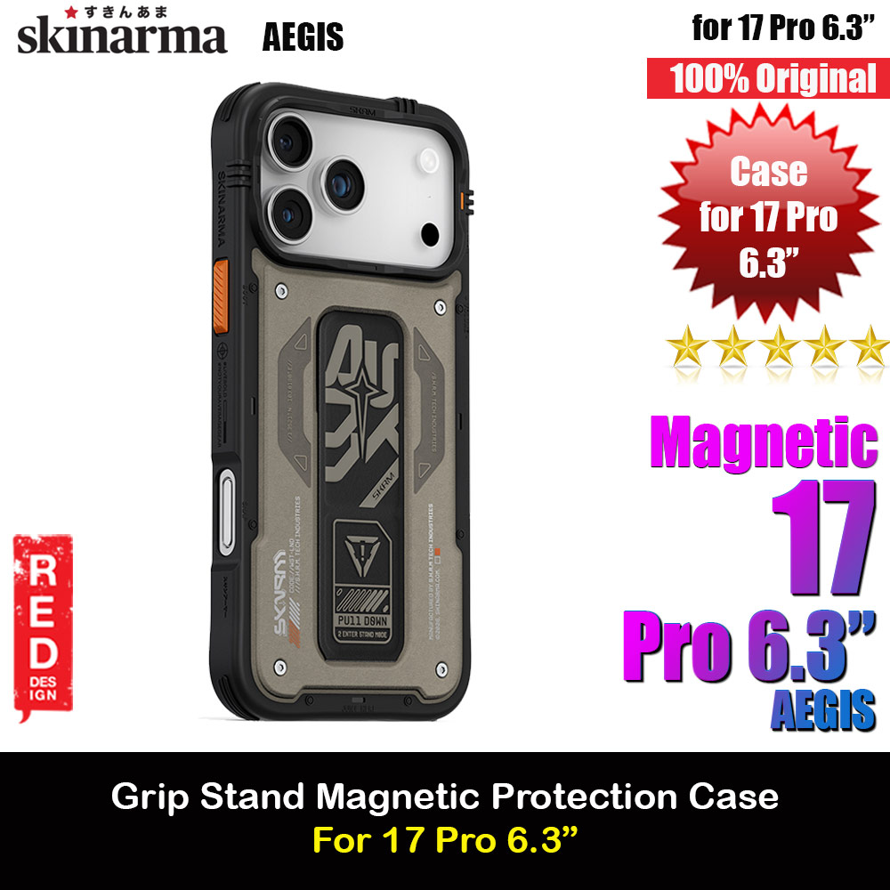 Picture of Skinarma Aegis Magcharge Grip Stand Droop Protection Case for iPhone 17 Pro 6.3 (Grey) Apple iPhone 17 Pro 6.3- Apple iPhone 17 Pro 6.3 Cases, Apple iPhone 17 Pro 6.3 Covers, iPad Cases and a wide selection of Apple iPhone 17 Pro 6.3 Accessories in Malaysia, Sabah, Sarawak and Singapore 