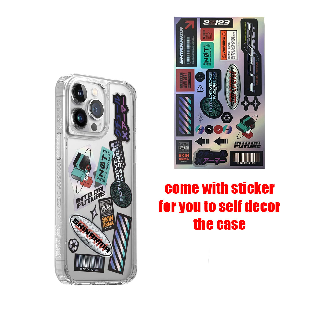 Picture of Apple iPhone 14 6.1 Case | Skinarma Saido AirGrooves Corners Series Drop Protection Case with DIY Decor Sticker for iPhone 14 6.1 (Clear)