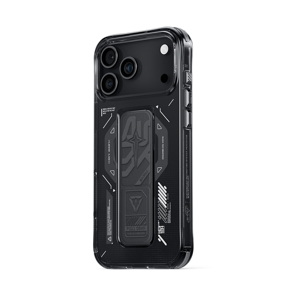 Picture of Apple iPhone 17 Pro 6.3 Case | Skinarma Helio Magcharge Grip Stand Droop Protection Case for iPhone 17 Pro 6.3 (Graphite)
