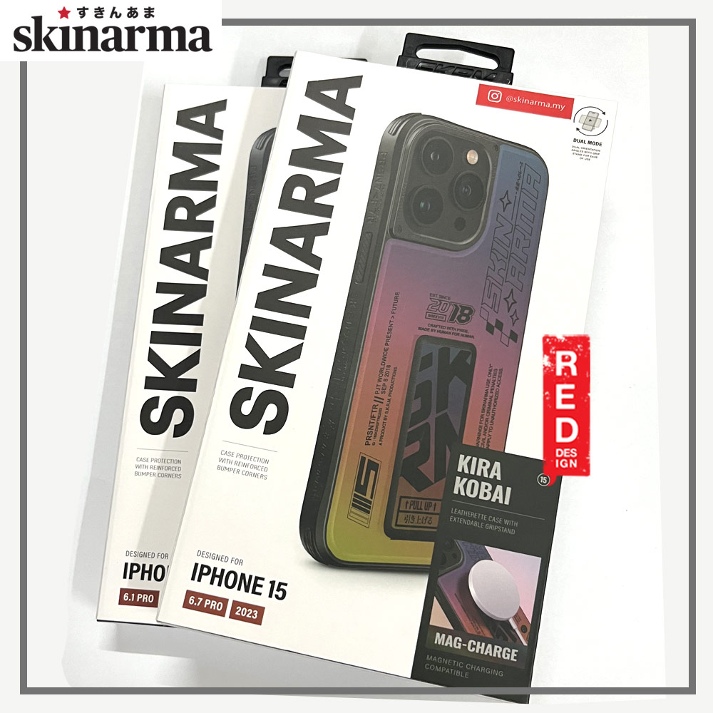 Picture of Apple iPhone 15 Pro Max 6.7 Case | Skinarma Magnetic Charge Kickstand Grip Stand Drop Protection Case for iPhone 15 Pro Max 6.7 (Kira Kobai Hologram)