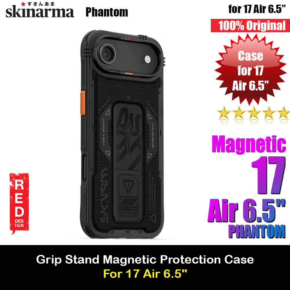 Picture of Skinarma Phantom Magcharge Grip Stand Droop Protection Case for iPhone 17 Air 6.5 (Black) Apple iPhone Air 6.5- Apple iPhone Air 6.5 Cases, Apple iPhone Air 6.5 Covers, iPad Cases and a wide selection of Apple iPhone Air 6.5 Accessories in Malaysia, Sabah, Sarawak and Singapore 
