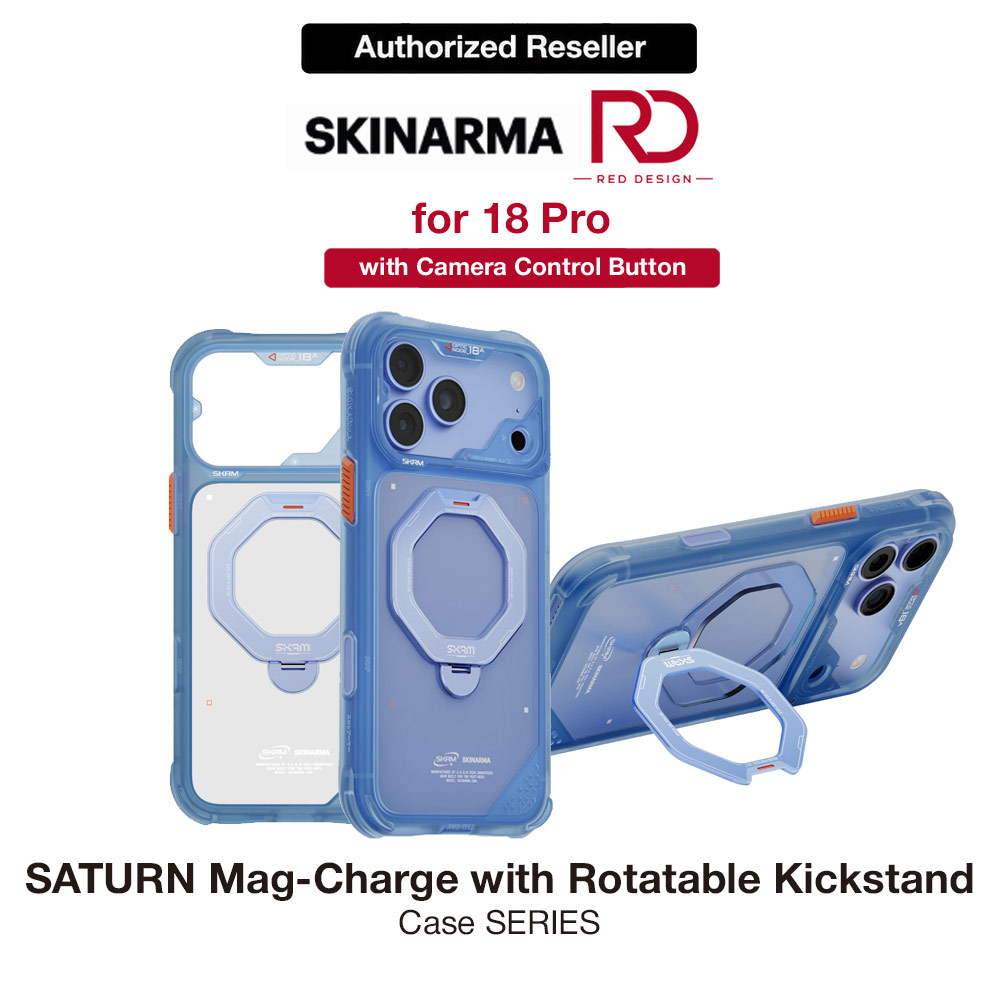 Picture of Skinarma Saturn Magnetic Charge 360° Rotatable Kickstand Drop Protection Case with Camera Control Button for iPhone 18 Pro 6.3 - Blue Apple iPhone 18 Pro- Apple iPhone 18 Pro Cases, Apple iPhone 18 Pro Covers, iPad Cases and a wide selection of Apple iPhone 18 Pro Accessories in Malaysia, Sabah, Sarawak and Singapore 