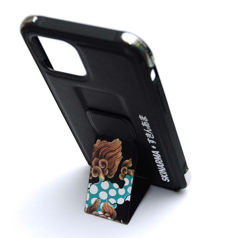 Picture of Apple iPhone 12 6.1 Case | Skinarma Shinwa Sutando Series  Drop Protection Case with Strap and Standable Vertical and Horizontal Portrait and Landscape Viewing Angle Standable Hand Grip Case for iPhone 12 iPhone 12 Pro 6.1 (Pixiu)