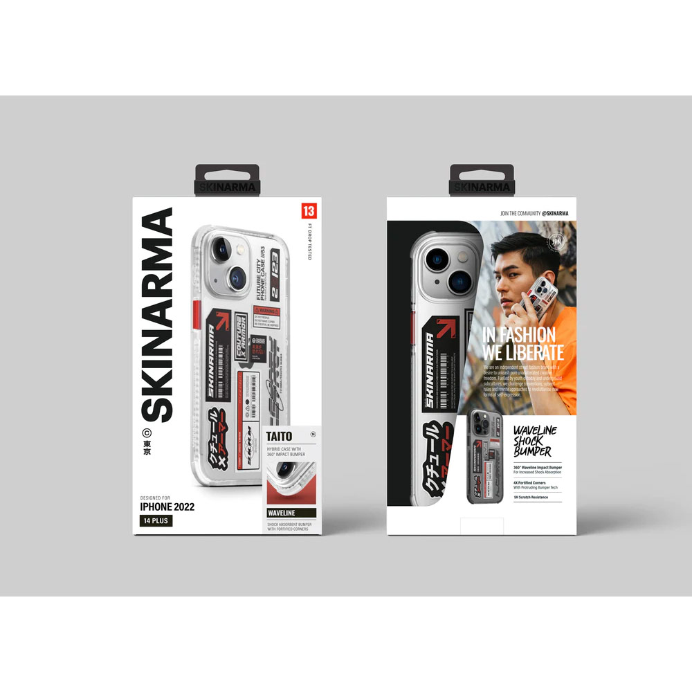 Picture of Apple iPhone 14 6.1 Case | Skinarma Taito Hybrid Waveline Impact Bumper with Enhanced 4 Corners Drop Protection Case for iPhone 14 6.1 (Clear)