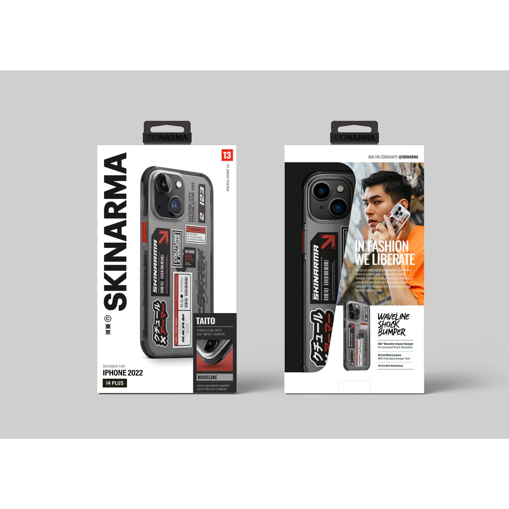 Picture of Apple iPhone 14 6.1 Case | Skinarma Taito Hybrid Waveline Impact Bumper with Enhanced 4 Corners Drop Protection Case for iPhone 14 6.1 (Smoke)