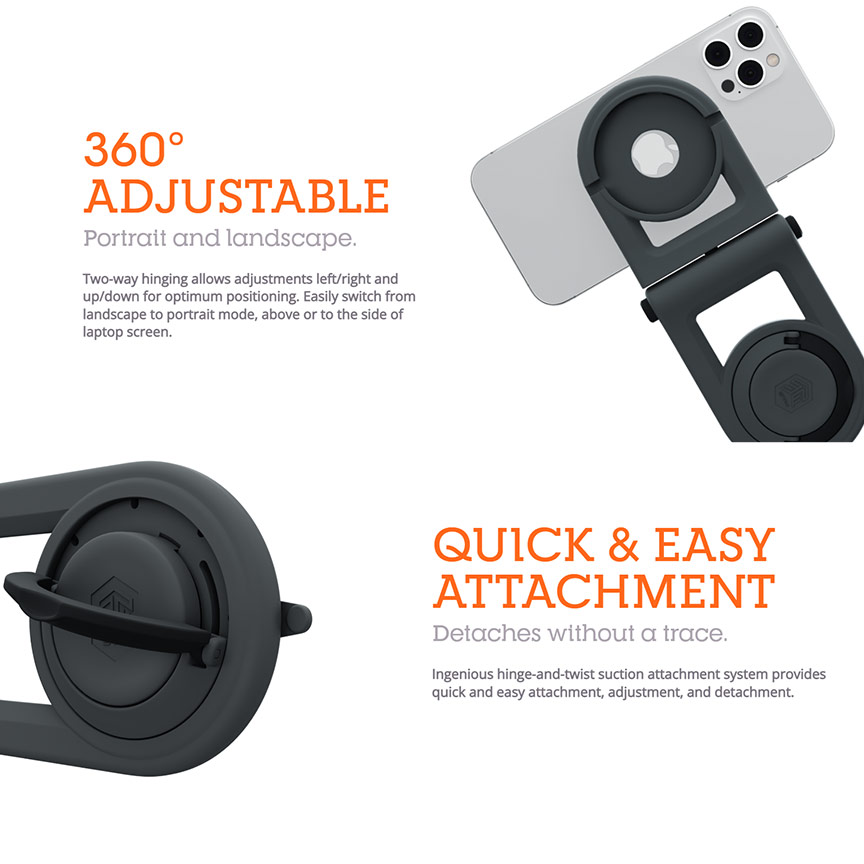 Picture of STM MagArm iPhone Mount with MagSafe Compatibility Laptop Extender Magnetic Phone Bracket Attachable to Macbook Notebook Asus Lenovo HP Monitor for iPhone 13 14 15 Pro Max Series