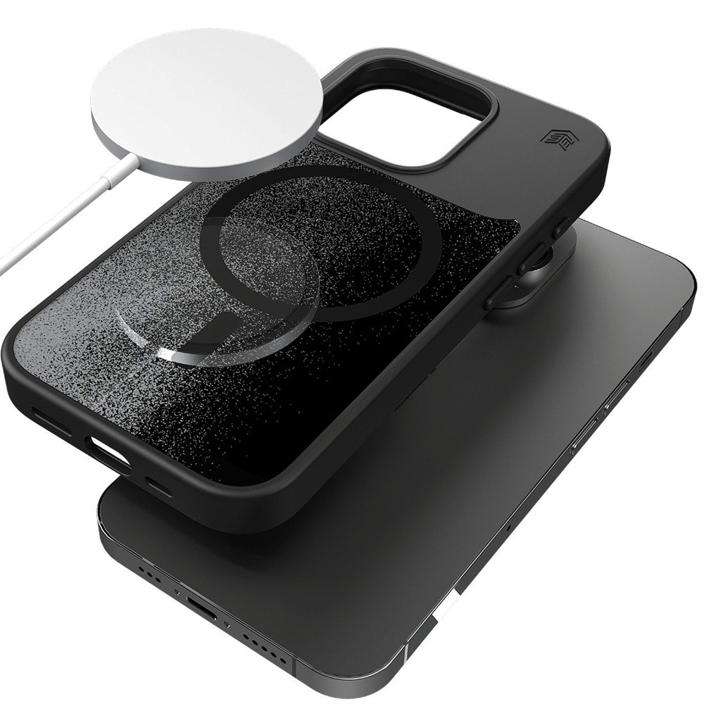 Picture of Apple iPhone 15 Pro Max 6.7 Case | STM Relax Sand Magnetic Drop Protection Case for iPhone 15 Pro Max 6.7 (Black Grey)