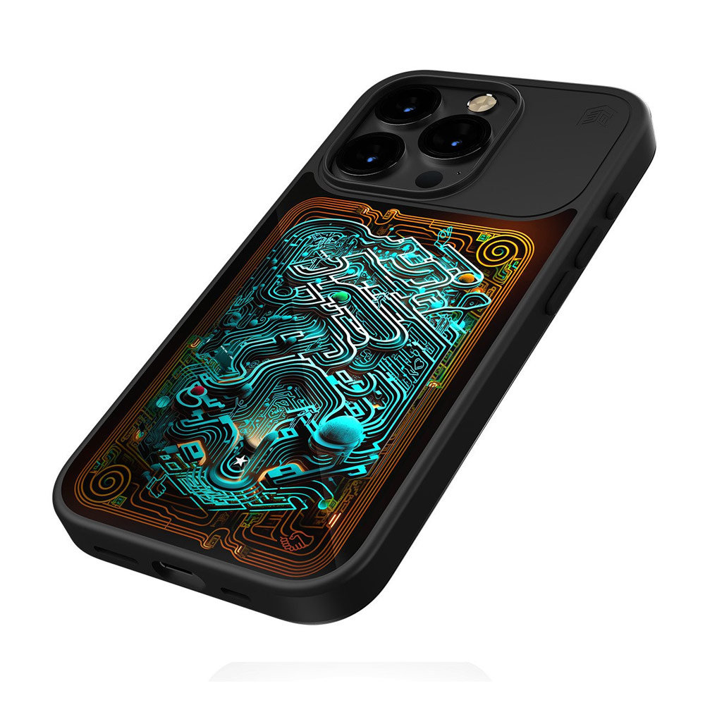 Picture of Apple iPhone 15 Pro 6.1 Case | STM Reveal Hidden Pattern Magnetic Drop Protection Case for iPhone 15 Pro 6.1 (Black Realm)