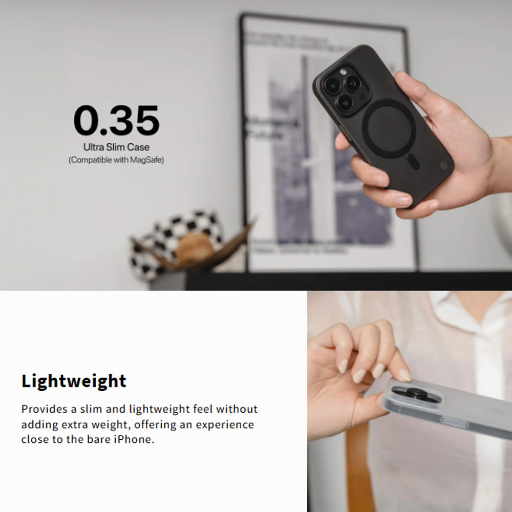 Picture of Apple iPhone 16 Pro 6.3 Case | Switcheasy 0.35mm Ultra Slim Thin Msafe Magnetic Compatible Case for  iPhone 16 Pro 6.1 (Titanium)