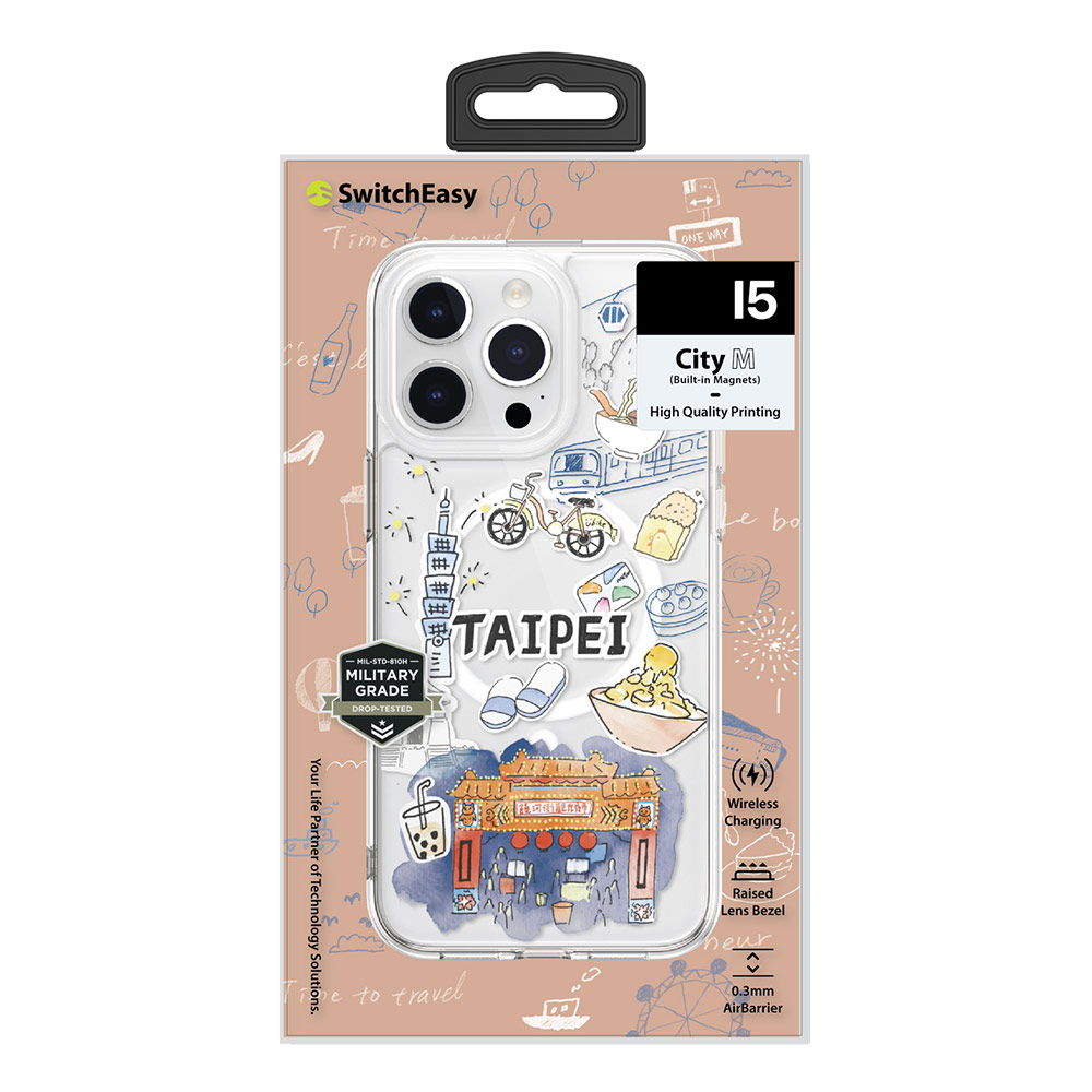 Picture of Apple iPhone 15 Pro 6.1 Case | Switcheasy Travel City Double In Mold Decoration Fashionable Magsafe Compatible Case for Apple iPhone 15 Pro 6.1 (Taipei)