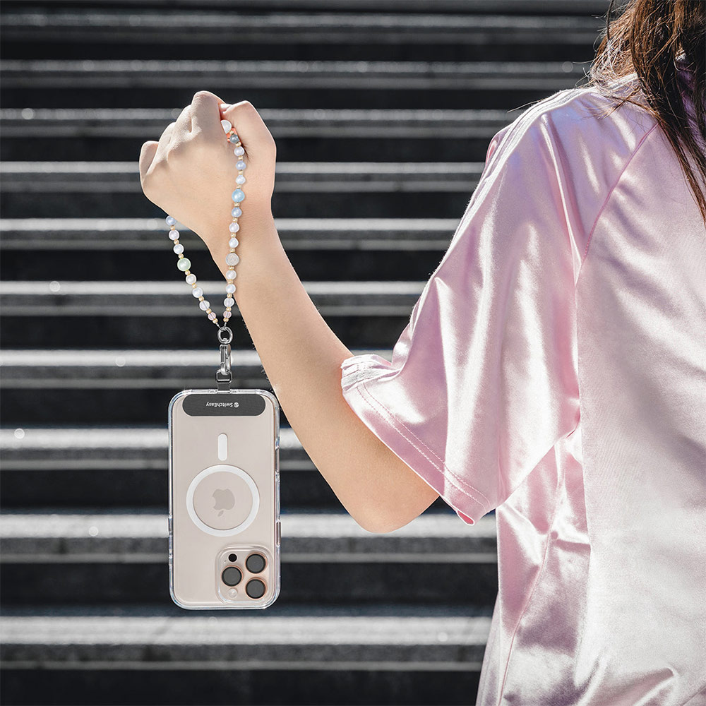 Picture of Switcheasy Luxe Pendan Wrist Strap Strap Card Phone Lanyard for any closed-bottom phone case (Sakura Whisper)