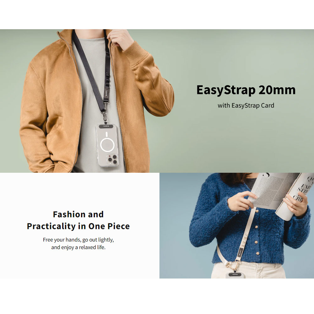 Picture of Switcheasy Easy Strap with Multiple Hang Design Crossbody Lanyard Shoulder Holder Card Link Adjustable Strap for any closed-bottom phone case (Dark Black)