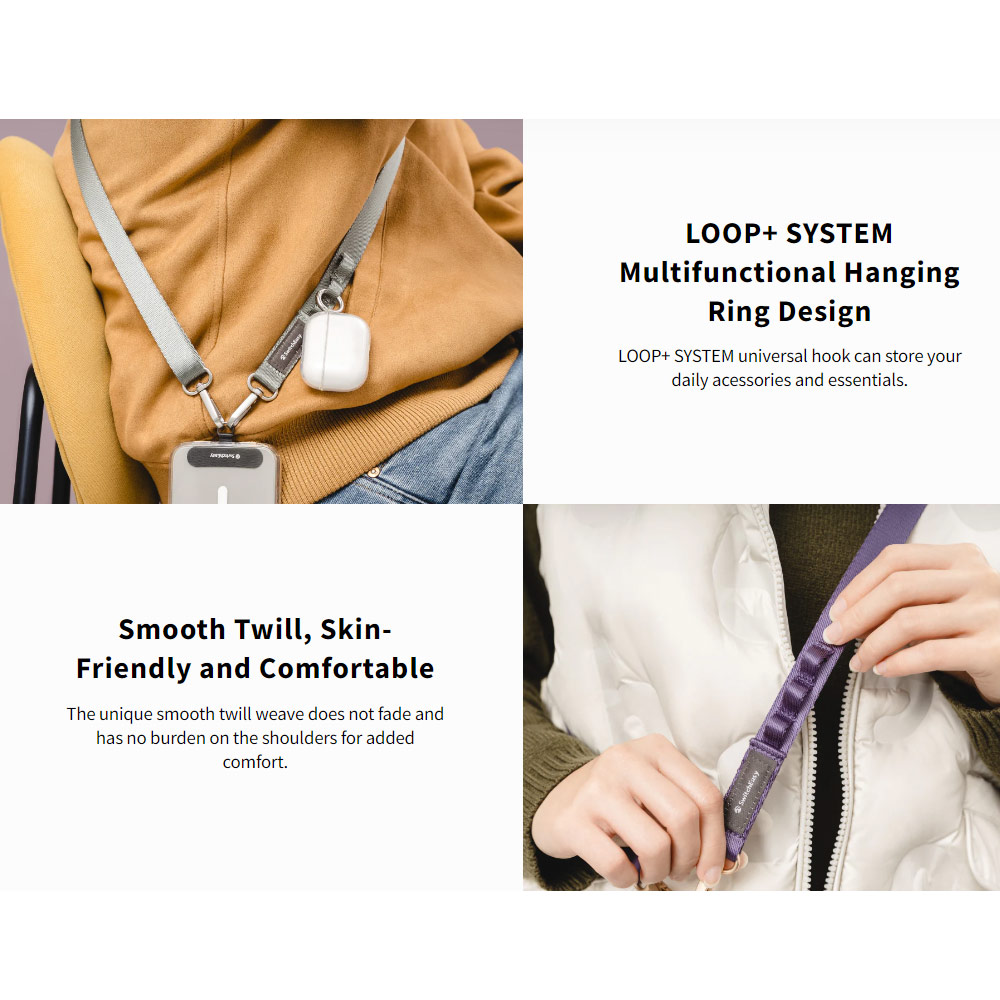 Picture of Switcheasy Easy Strap with Multiple Hang Design Crossbody Lanyard Shoulder Holder Card Link Adjustable Strap for any closed-bottom phone case (Dark Black)