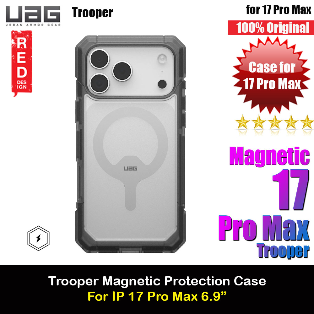 Picture of UAG Trooper Magsafe Drop Proof Shock Absorbing Drop Protection Case for iPhone 17 Pro Max 6.9 (Clear Ash) Apple iPhone 17 Pro Max 6.9- Apple iPhone 17 Pro Max 6.9 Cases, Apple iPhone 17 Pro Max 6.9 Covers, iPad Cases and a wide selection of Apple iPhone 17 Pro Max 6.9 Accessories in Malaysia, Sabah, Sarawak and Singapore 