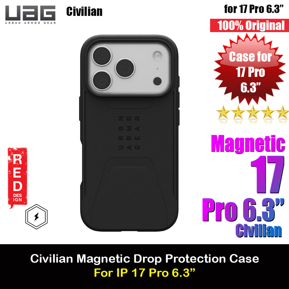 Picture of UAG Civilian Magsafe Drop Proof Shock Absorbing Drop Protection Case Case for iPhone 17 Pro 6.3 (Black) Apple iPhone 17 Pro 6.3- Apple iPhone 17 Pro 6.3 Cases, Apple iPhone 17 Pro 6.3 Covers, iPad Cases and a wide selection of Apple iPhone 17 Pro 6.3 Accessories in Malaysia, Sabah, Sarawak and Singapore 