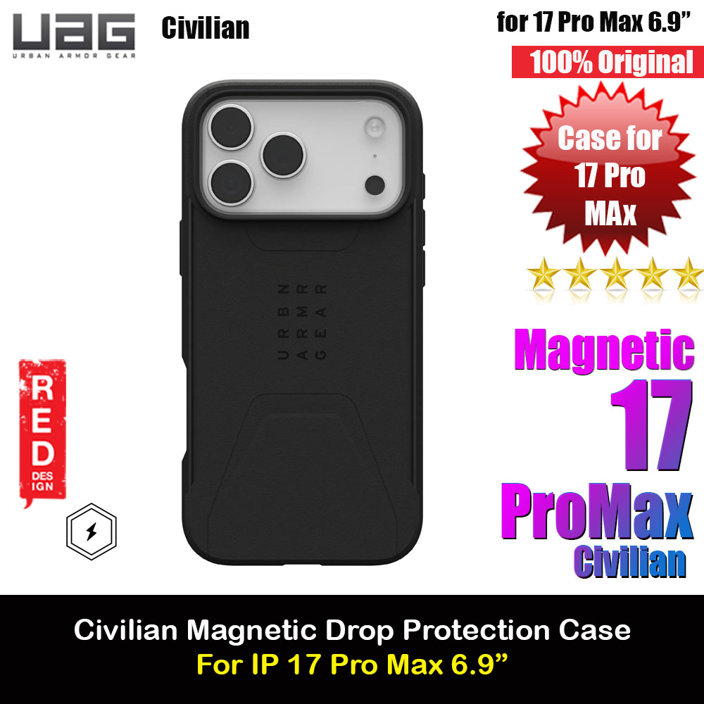 Picture of UAG Civilian Magsafe Drop Proof Shock Absorbing Drop Protection Case Case for iPhone 17 Pro Max 6.9 (Black) Apple iPhone 17 Pro Max 6.9- Apple iPhone 17 Pro Max 6.9 Cases, Apple iPhone 17 Pro Max 6.9 Covers, iPad Cases and a wide selection of Apple iPhone 17 Pro Max 6.9 Accessories in Malaysia, Sabah, Sarawak and Singapore 