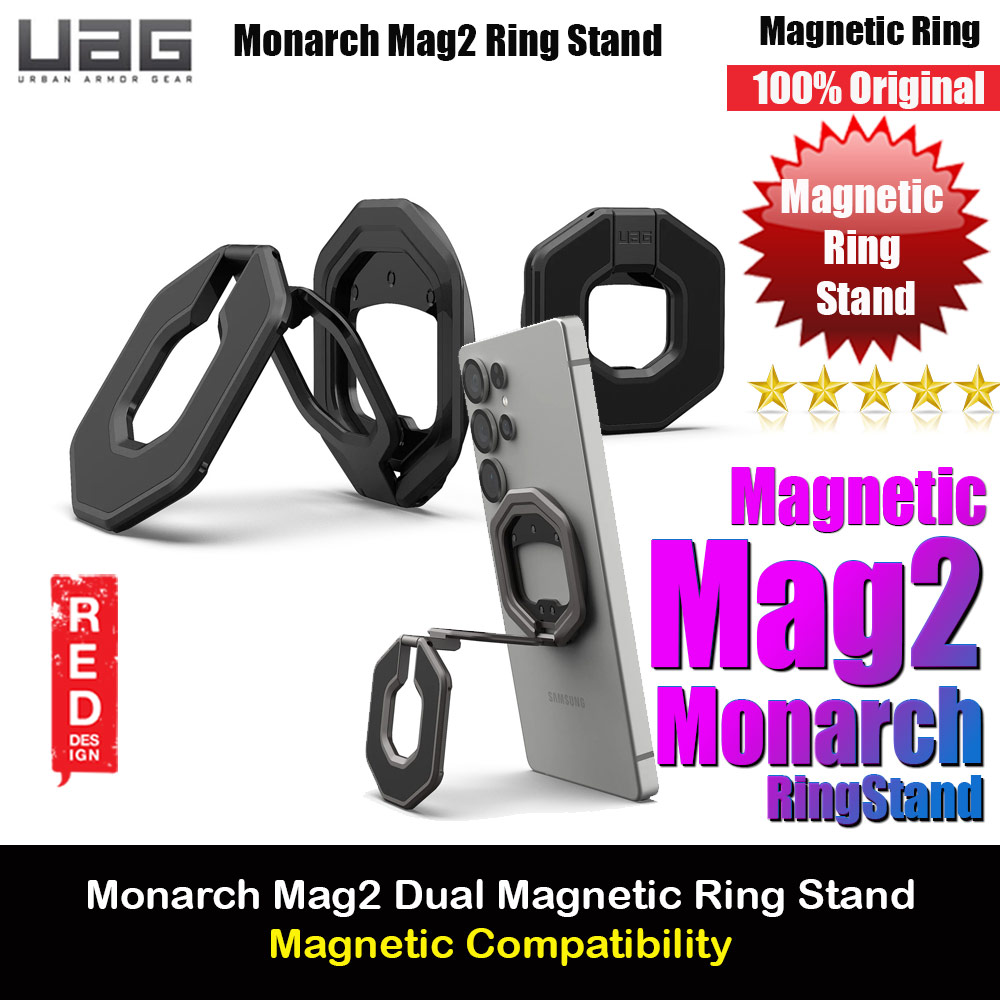 Picture of UAG Monarch Mag2 Dual Magnetic Ring Stand Holder Phone Grip and Kickstand Stand (Black) Red Design- Red Design Cases, Red Design Covers, iPad Cases and a wide selection of Red Design Accessories in Malaysia, Sabah, Sarawak and Singapore 