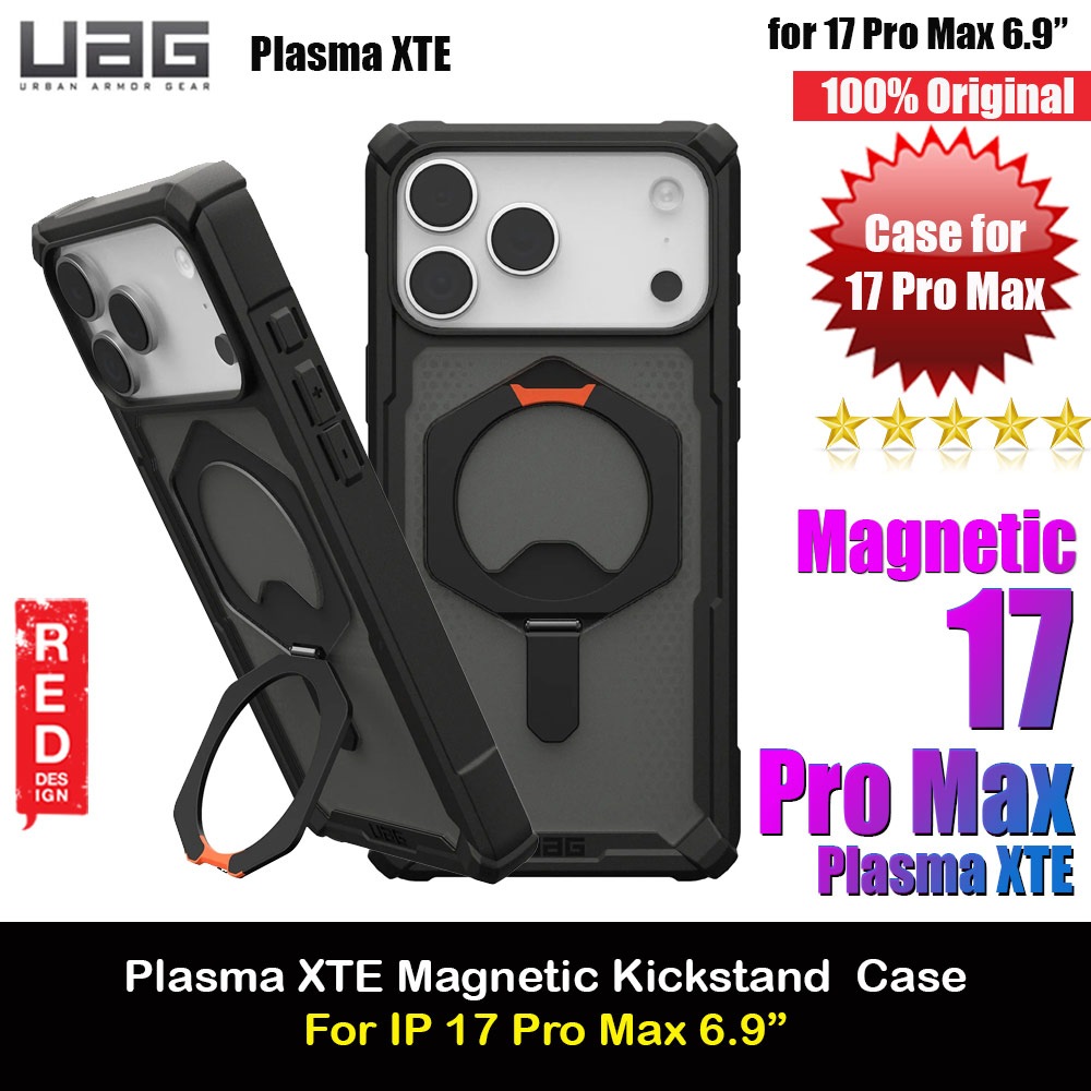 Picture of UAG Plasma XTE Magsafe Drop Proof Shock Absorbing Drop Protection Case Kickstand Case for iPhone 17 Pro Max 6.9 (Black Pop Orange) Apple iPhone 17 Pro Max 6.9- Apple iPhone 17 Pro Max 6.9 Cases, Apple iPhone 17 Pro Max 6.9 Covers, iPad Cases and a wide selection of Apple iPhone 17 Pro Max 6.9 Accessories in Malaysia, Sabah, Sarawak and Singapore 