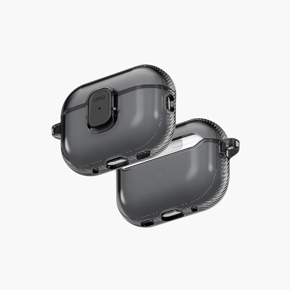 Picture of Apple Airpods Pro 3 Case | Uniq Glase Pro Ultra-Clear Snap Closure Case for Airpods Pro 3 3rd Gen 2025 (Smoke)