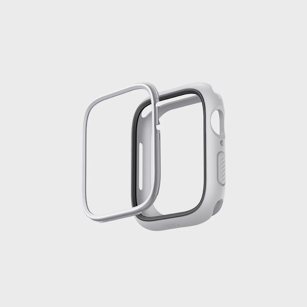 Picture of Apple Watch 45mm Case | Uniq Moduo Mix and Match Color TPU Bumper with Polycarbonate Bezel Series Case for Apple Watch 45mm 44mm (Chalk Stone Grey)