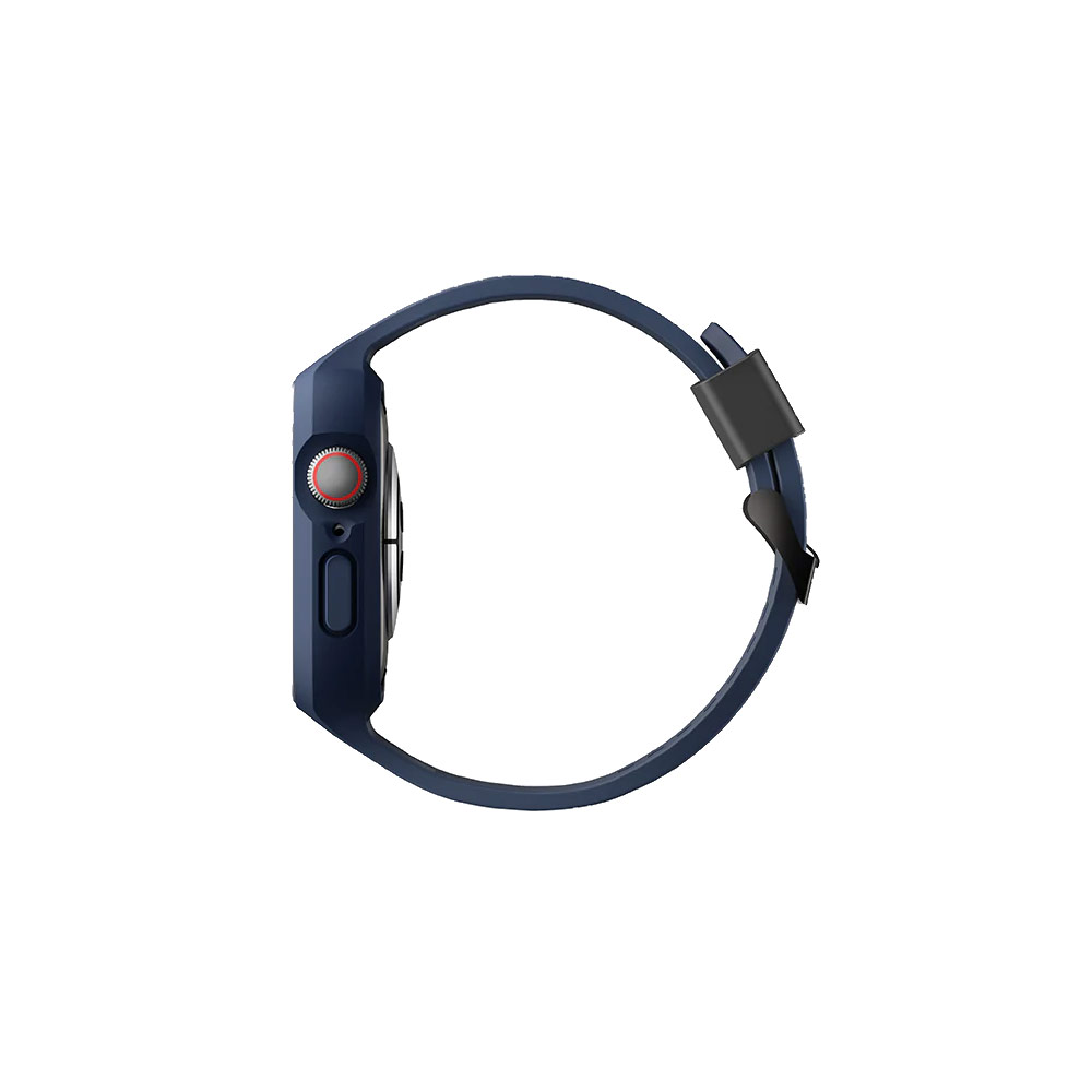 Picture of Apple Watch 44mm Case | Uniq Monus 2 in 1 Unibody Soft Lightweight Waterproof Hybrid Strap Case for Apple Watch 45mm 44mm Series 5 6 7 SE (Blue)