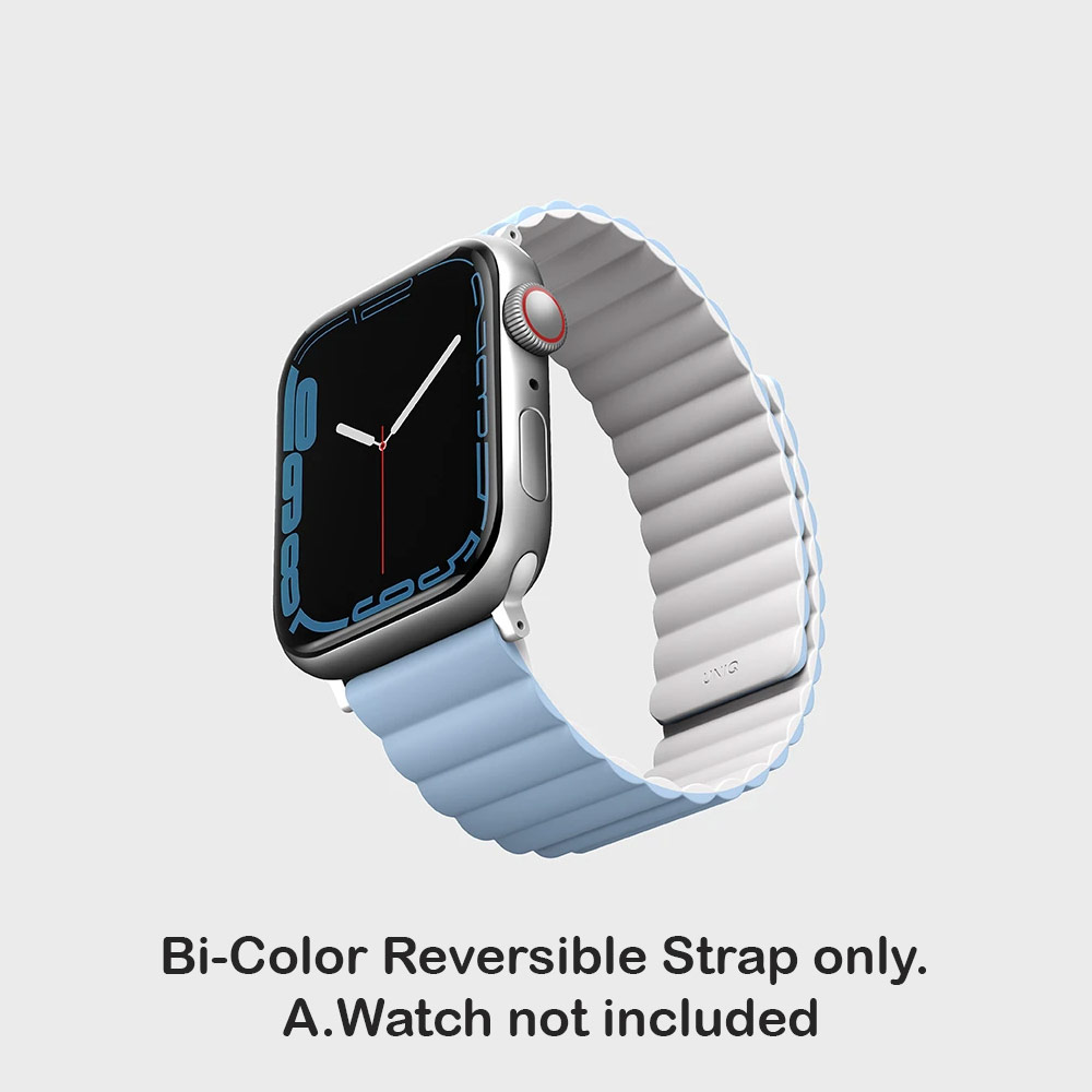 Picture of Apple Watch 38mm | Uniq Revix Reversible Magnetic Silicone Strap Apple Watch 41mm 40mm 38mm Series 1 2 3 4 5 6 7 SE Nike (Blue White)