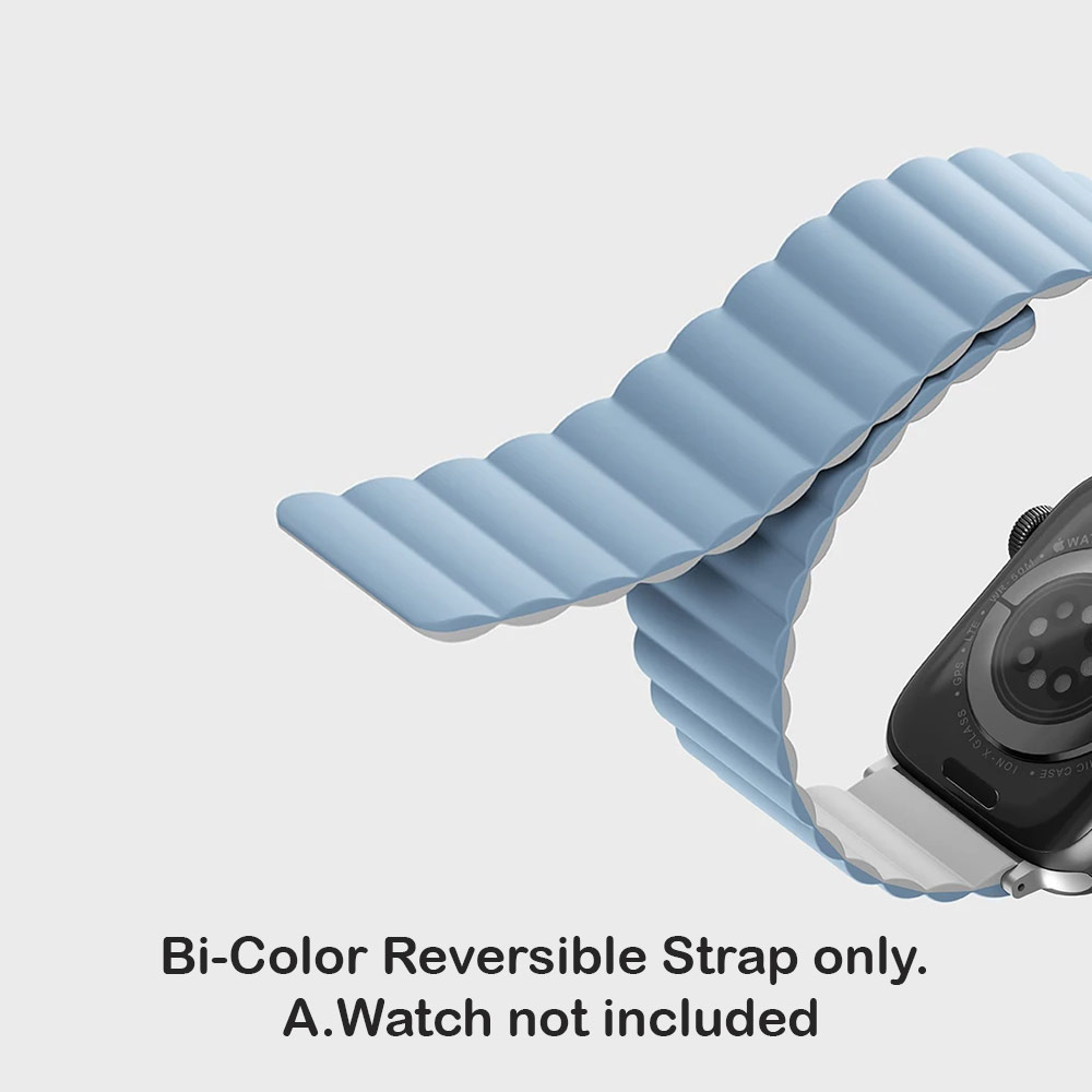 Picture of Apple Watch 38mm | Uniq Revix Reversible Magnetic Silicone Strap Apple Watch 41mm 40mm 38mm Series 1 2 3 4 5 6 7 SE Nike (Blue White)