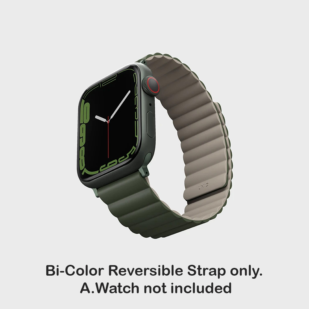Picture of Apple Watch 49mm	Ultra  | Uniq Revix Reversible Magnetic Silicone Strap Apple Watch 49mm Ultra 45mm 44mm 42mm Series 1 2 3 4 5 6 7 SE Nike (Green Taupe)