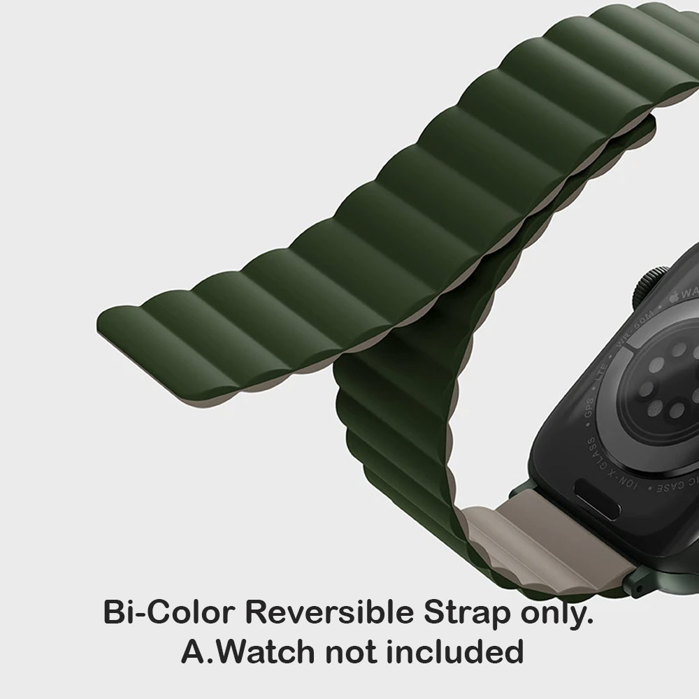 Picture of Apple Watch 49mm	Ultra  | Uniq Revix Reversible Magnetic Silicone Strap Apple Watch 49mm Ultra 45mm 44mm 42mm Series 1 2 3 4 5 6 7 SE Nike (Green Taupe)