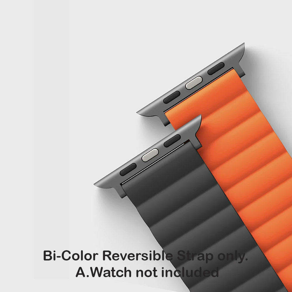 Picture of Apple Watch 49mm	Ultra  | Uniq Revix Reversible Magnetic Silicone Strap Apple Watch 49mm Ultra 45mm 44mm 42mm Series 1 2 3 4 5 6 7 SE Nike (Grey Orange)