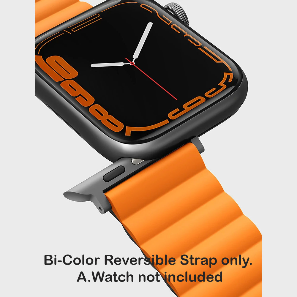 Picture of Apple Watch 49mm	Ultra  | Uniq Revix Reversible Magnetic Silicone Strap Apple Watch 49mm Ultra 45mm 44mm 42mm Series 1 2 3 4 5 6 7 SE Nike (Grey Orange)