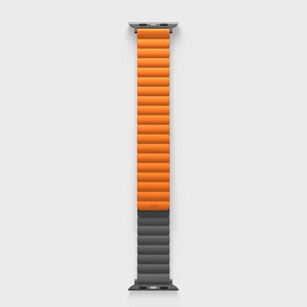Picture of Apple Watch 49mm	Ultra  | Uniq Revix Reversible Magnetic Silicone Strap Apple Watch 49mm Ultra 45mm 44mm 42mm Series 1 2 3 4 5 6 7 SE Nike (Grey Orange)