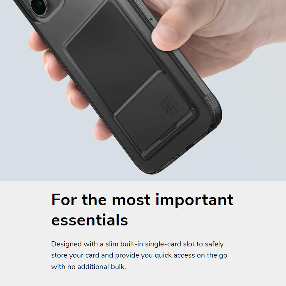 Picture of Apple iPhone 15 Pro Max 6.7 Case | Uniq Air Fender ID Card Holder Protection Case for iPhone 15 Pro Max 6.7 (Smoke)