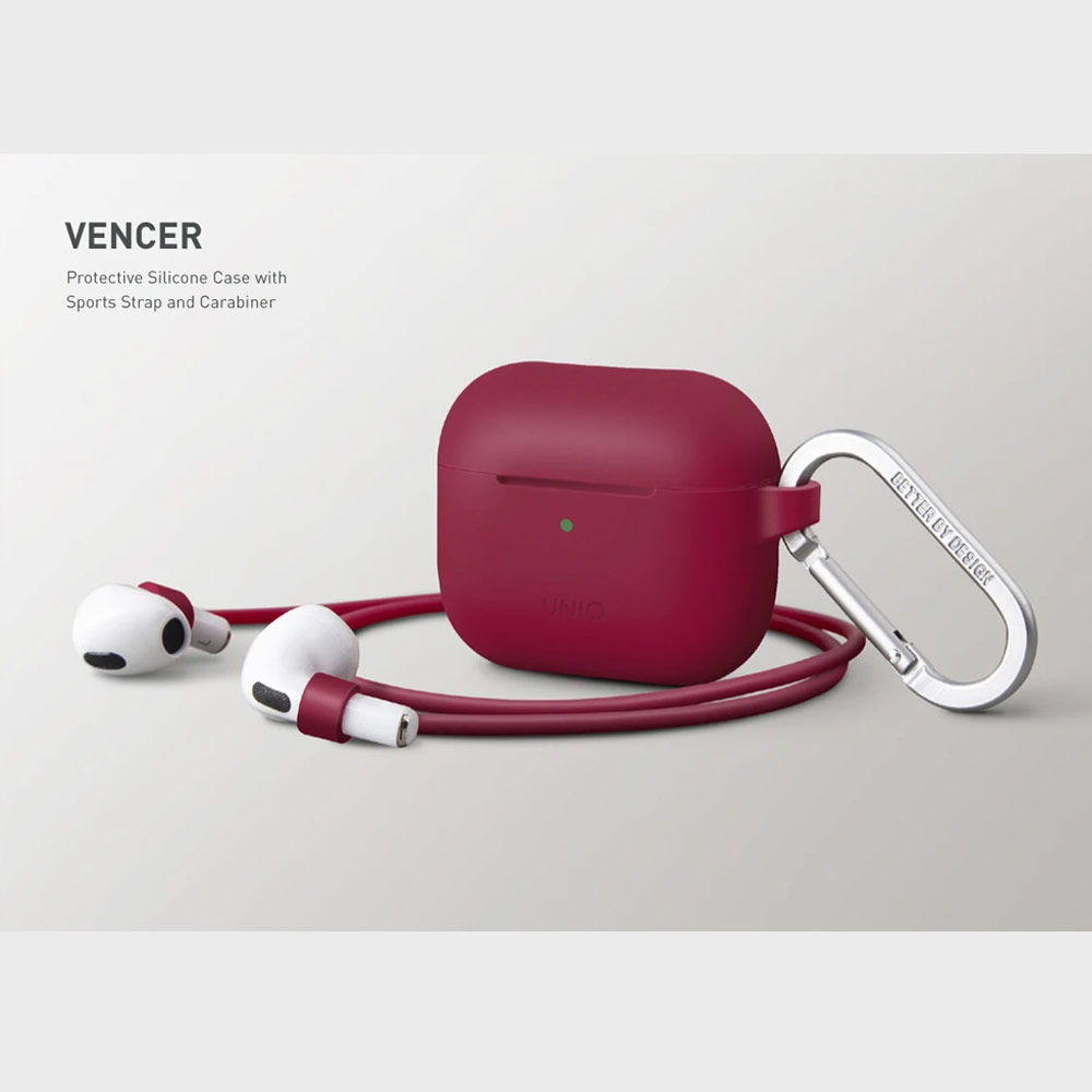 Picture of Apple Airpods 3 Case | Uniq Vencer Airpods 3 High Quality Premium Silicone Case with Aluminium Carabiner for Airpods 3 Airpods 3rd Gen (Dark Grey)