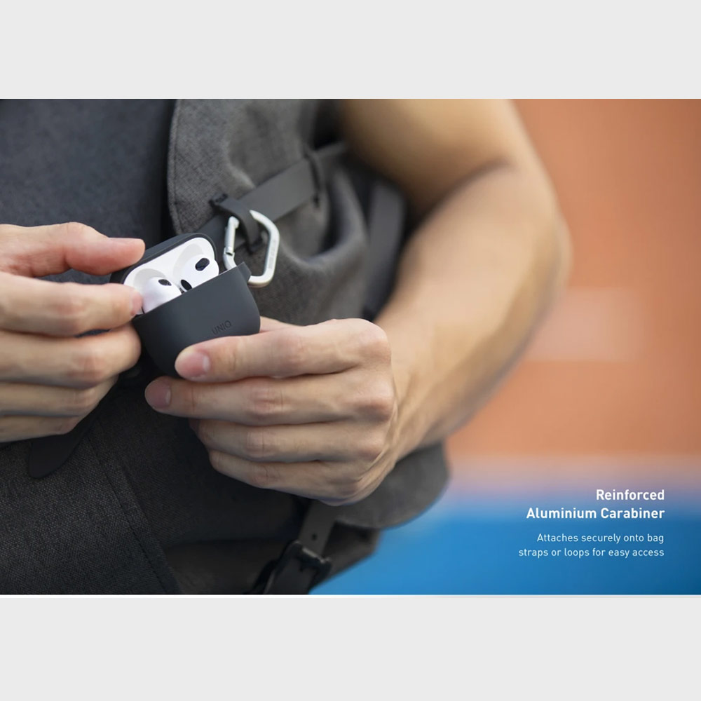 Picture of Apple Airpods 3 Case | Uniq Vencer Airpods 3 High Quality Premium Silicone Case with Aluminium Carabiner for Airpods 3 Airpods 3rd Gen (Dark Grey)