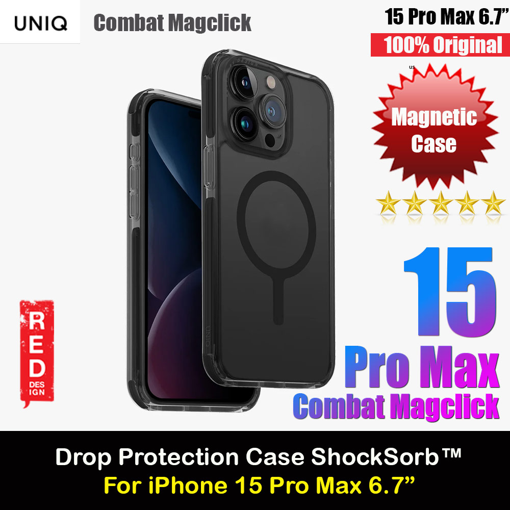 Picture of Uniq Magclick Combat Hybrid Ultra Tough Drop Protection Magnetic Charge Compatible Case for iPhone 15 Pro Max 6.7 (Black) Apple iPhone 15 Pro Max 6.7- Apple iPhone 15 Pro Max 6.7 Cases, Apple iPhone 15 Pro Max 6.7 Covers, iPad Cases and a wide selection of Apple iPhone 15 Pro Max 6.7 Accessories in Malaysia, Sabah, Sarawak and Singapore 
