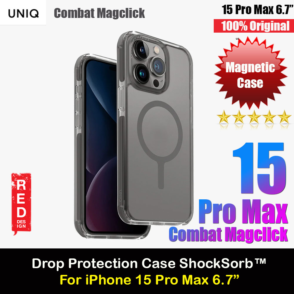 Picture of Uniq Magclick Combat Hybrid Ultra Tough Drop Protection Magnetic Charge Compatible Case for iPhone 15 Pro Max 6.7 (Grey) Apple iPhone 15 Pro Max 6.7- Apple iPhone 15 Pro Max 6.7 Cases, Apple iPhone 15 Pro Max 6.7 Covers, iPad Cases and a wide selection of Apple iPhone 15 Pro Max 6.7 Accessories in Malaysia, Sabah, Sarawak and Singapore 