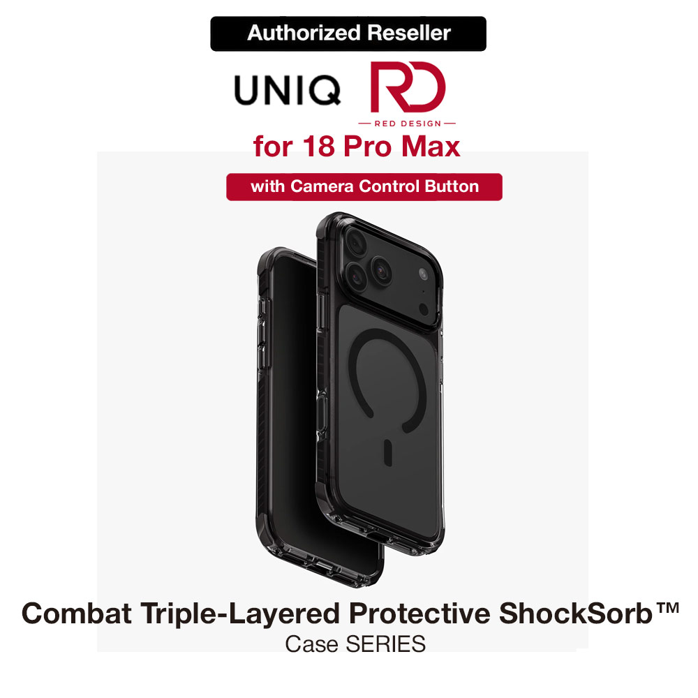 Picture of Uniq Combat Triple-Layered Protective MagClick Drop Protection Case with Camera Control Button for iPhone 18 Pro Max 6.9 - Carbon Black Apple iPhone 18 Pro Max- Apple iPhone 18 Pro Max Cases, Apple iPhone 18 Pro Max Covers, iPad Cases and a wide selection of Apple iPhone 18 Pro Max Accessories in Malaysia, Sabah, Sarawak and Singapore 