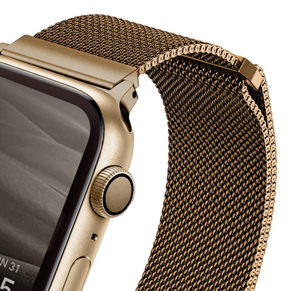 Picture of Apple Watch 42mm  | Uniq Dante Milanese Mesh Loop Strap Stainless Steel with Magnetic Clasp  Strap for Apple Watch 42mm 44mm Series 1 2 3 4 5 6 SE Nike (Gold)