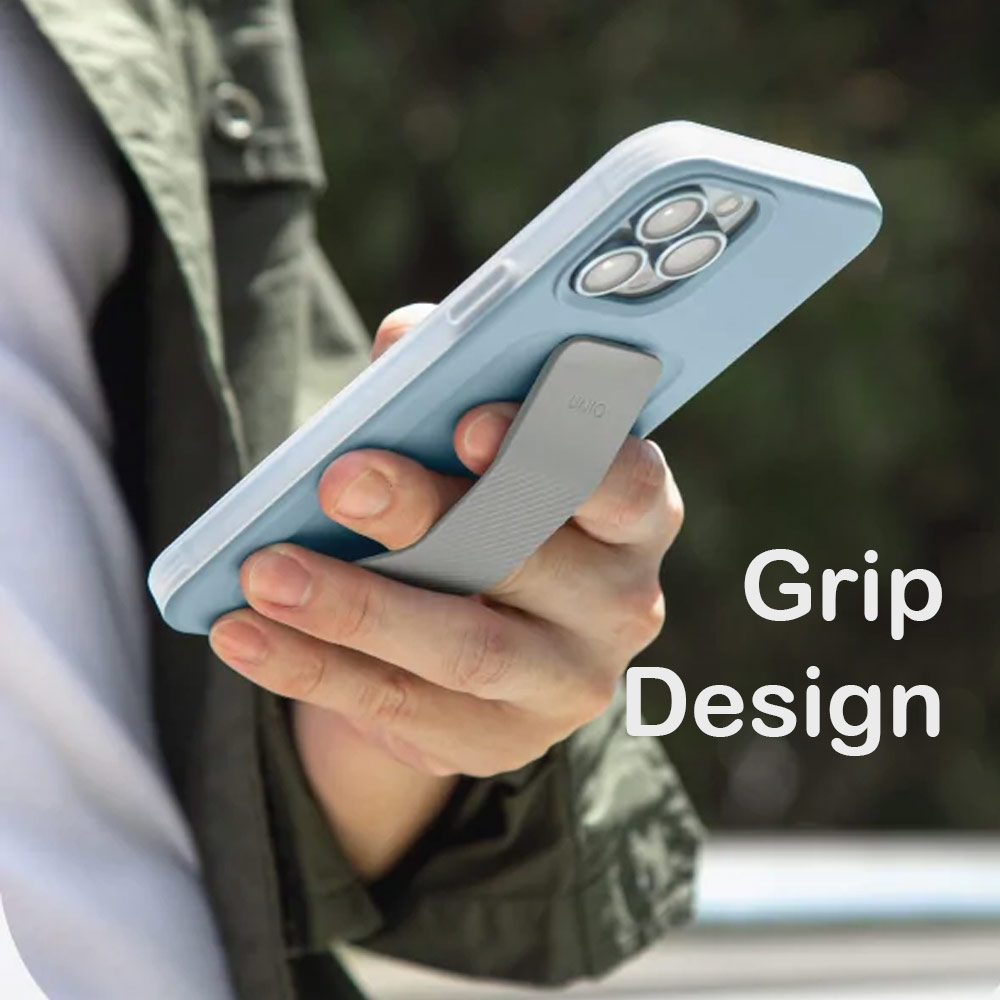 Picture of Apple iPhone 14 Plus 6.7 Case | Uniq Heldro Mount Hand Grip Design Drop Protection Case for iPhone 14 Plus 6.7 (Lucent Clear)